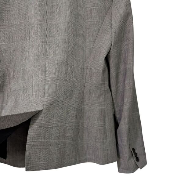 Theory Carissa Women's 8 Slim Tartan Plaid Wool Gray Two Button Blazer - Picture 10 of 15